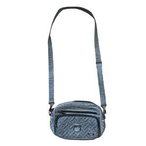 Lug Carousel XL Crossbody Bag Gray Canvas Purse Measures‎ Approx. 7.75" by 10.5"